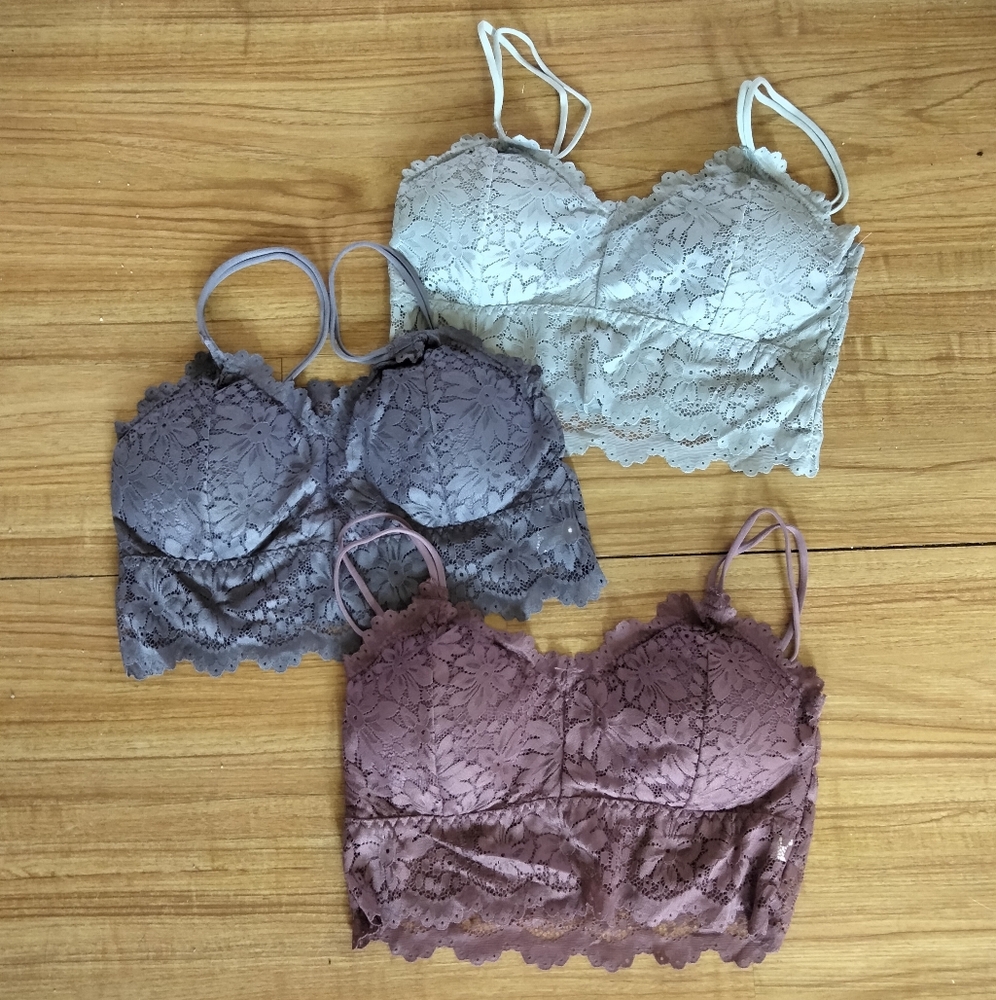 Lace Bralette Trio - Shades of Purple Size Large